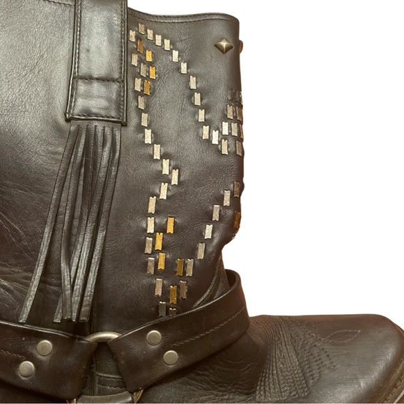 Golden Goose Deluxe Brand Leather Boots with silver Studded Butterfly Vero Cuoio - Picture 6 of 15